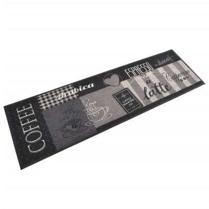 Covor de bucătărie lavabil Coffee, negru, 45x150 cm, catifea GartenMobel Dekor