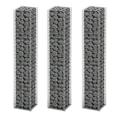 Set gabioane, 3 buc, sârmă galvanizată, 25 x 25 x 150 cm  GartenMobel Dekor