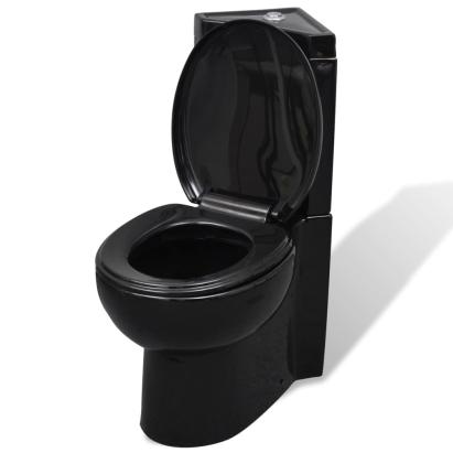 Vas toaletă din ceramică, WC baie de colț, negru GartenMobel Dekor