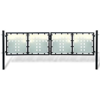 Poartă de gard cu o ușă, negru, 300x125 cm GartenMobel Dekor