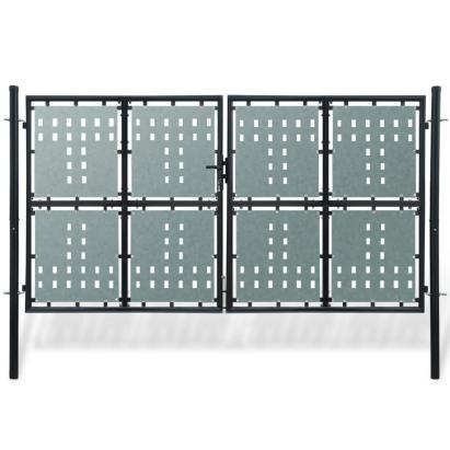 Poartă de gard cu o ușă, negru, 300x200 cm GartenMobel Dekor