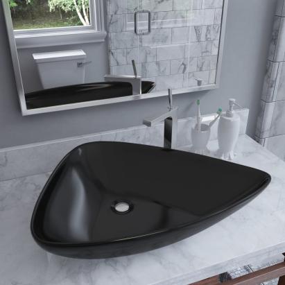 Chiuvetă din ceramică, negru, 645 x 455 x 115 mm, triunghi GartenMobel Dekor