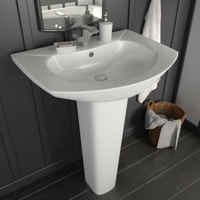 Lavoar cu piedestal, alb, 650 x 520 x 200 mm, ceramică GartenMobel Dekor