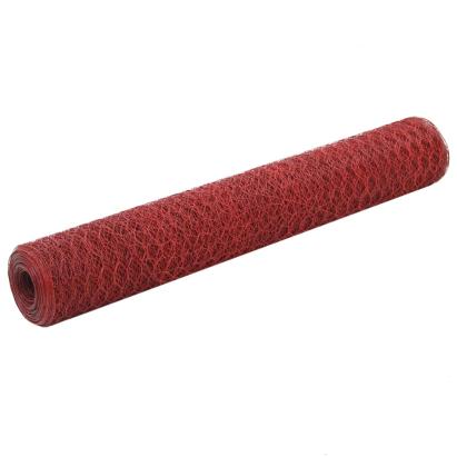 Plasă de sârmă găini, roșu, 25 x 1 m, oțel cu înveliș PVC GartenMobel Dekor