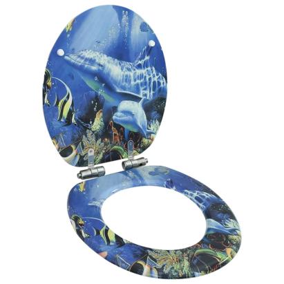 Capac WC cu închidere silențioasă, MDF, design delfini GartenMobel Dekor