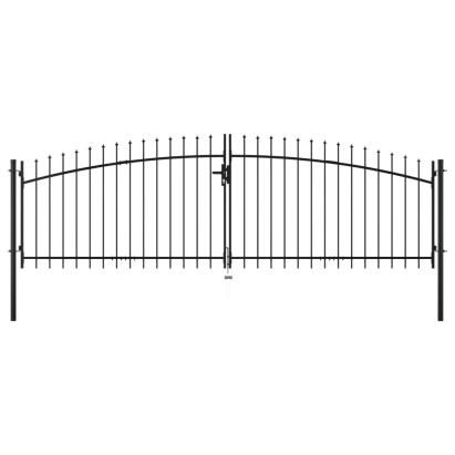 Poartă de gard cu uși duble, cu vârfuri de suliță, 400 x 150 cm GartenMobel Dekor
