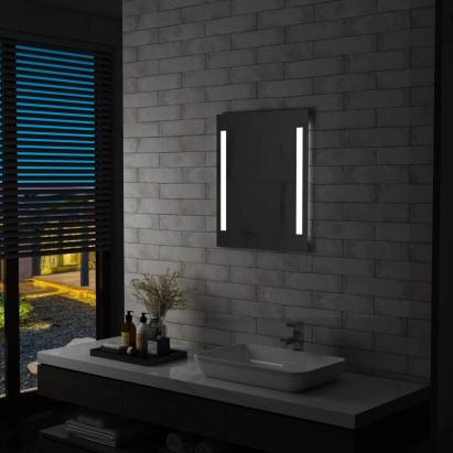 Oglindă cu LED de perete pentru baie, cu raft, 50 x 70 cm GartenMobel Dekor
