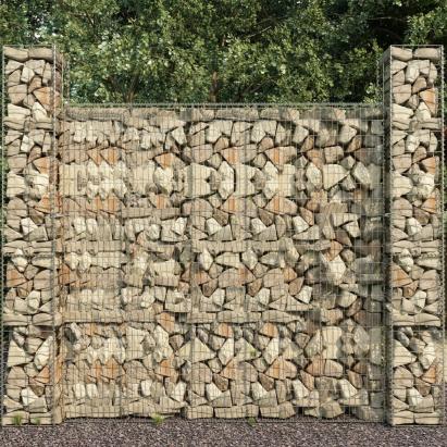 Coșuri gabion, 3 buc., 25 x 25 x 197 cm, oțel galvanizat GartenMobel Dekor