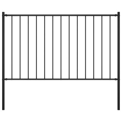 Panou de gard cu stâlpi, negru, 1,7 x 1,25 m, oțel GartenMobel Dekor