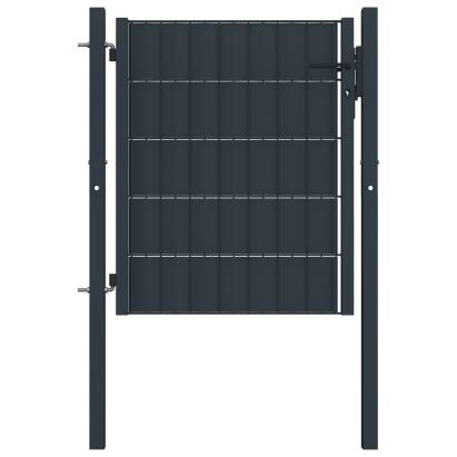 Poartă de gard, antracit, 100x101 cm, PVC și oțel   GartenMobel Dekor