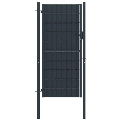 Poartă de gard, antracit, 100x124 cm, PVC și oțel GartenMobel Dekor