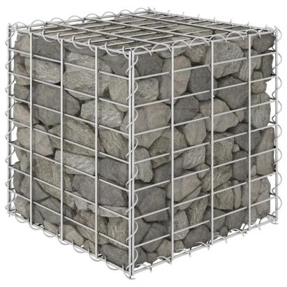 Strat înălțat cub gabion, 40 x 40 x 40 cm, sârmă de oțel GartenMobel Dekor
