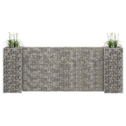 Jardinieră gabion în formă de H, 260 x 40 x 100 cm, sârmă oțel GartenMobel Dekor