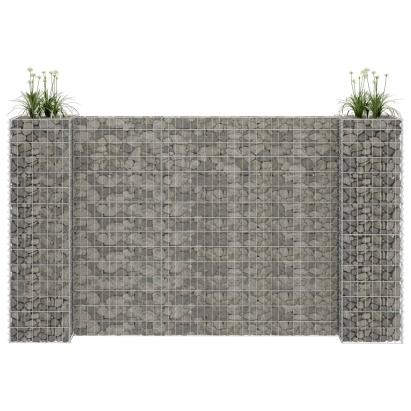Jardinieră gabion în formă de H, sârmă oțel, 260 x 40 x 150 cm GartenMobel Dekor