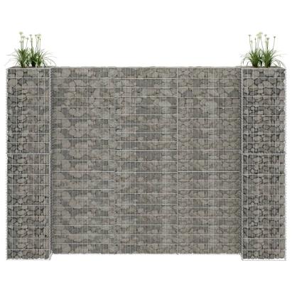 Jardinieră gabion în formă de H, 260 x 40 x 180 cm, sârmă oțel GartenMobel Dekor