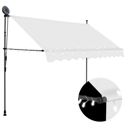 Copertină retractabilă manual cu LED, crem, 250 cm GartenMobel Dekor
