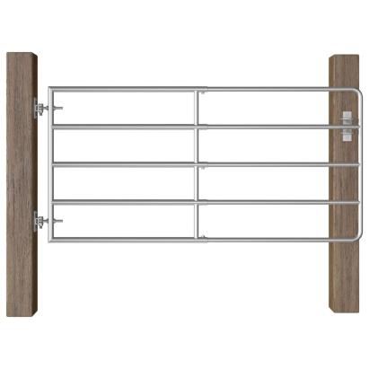 Poartă de câmp cu 5 bare, argintiu, (95-170) x 90 cm, oțel GartenMobel Dekor
