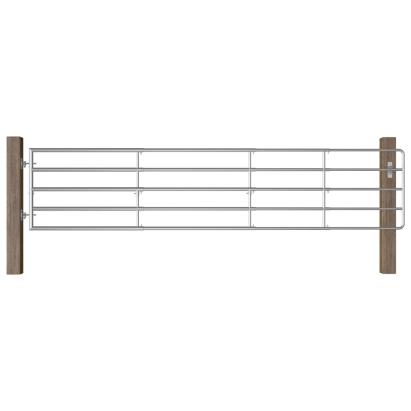 Poartă de câmp cu 5 bare, argintiu, (150-400) x 90 cm, oțel GartenMobel Dekor