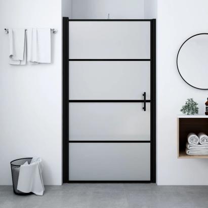 Ușă de duș, negru, 81 x 195 cm, sticlă securizată mată GartenMobel Dekor