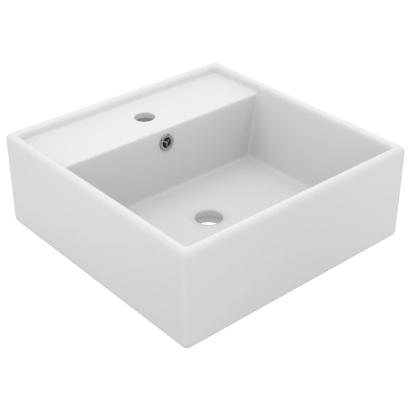 Chiuvetă lux cu preaplin, alb mat, 41x41 cm, ceramică, pătrat GartenMobel Dekor