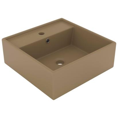 Chiuvetă lux cu preaplin, crem mat, 41x41 cm, ceramică, pătrat GartenMobel Dekor