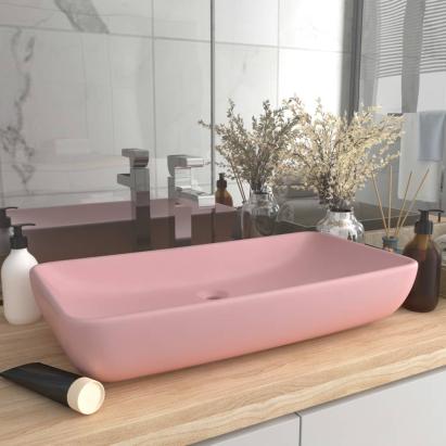 Chiuvetă dreptunghiulară de lux, roz mat, 71 x 38 cm, ceramică GartenMobel Dekor