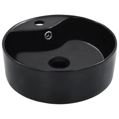 Chiuvetă cu preaplin, negru, 36x13 cm, ceramică GartenMobel Dekor