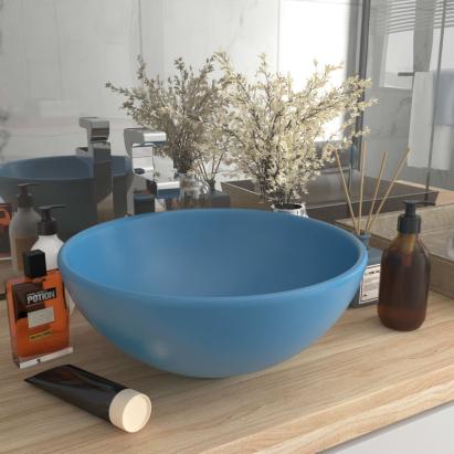 Chiuvetă baie lux albastru mat 32,5x14 cm ceramică rotund GartenMobel Dekor