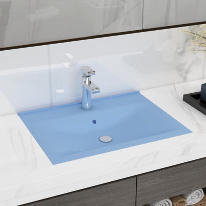 Chiuvetă baie lux, orificiu robinet, bleu mat 60x46 cm ceramică GartenMobel Dekor