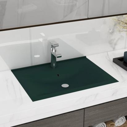Chiuvetă baie lux, orificiu robinet verde mat 60x46 cm ceramică GartenMobel Dekor