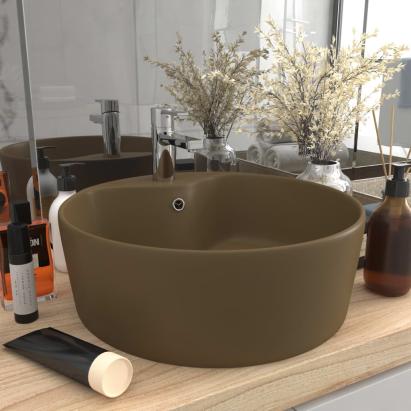 Chiuvetă de lux cu preaplin, crem mat, 36 x 13 cm, ceramică GartenMobel Dekor