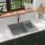 Chiuvetă de bucătărie dublă cu orificiu de preaplin, gri granit GartenMobel Dekor