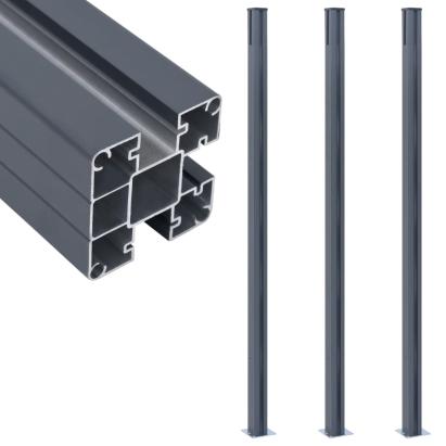 Stâlpi de gard, 3 buc., gri închis, 185 cm, aluminiu GartenMobel Dekor