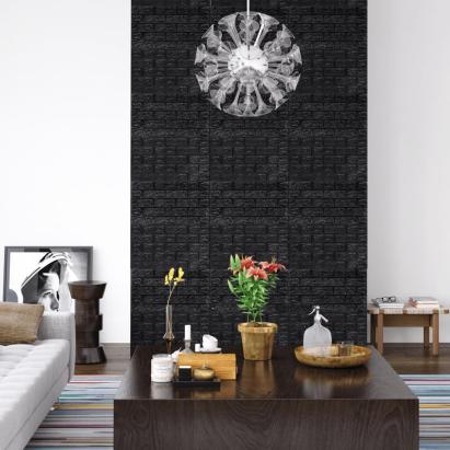 Tapet de perete autocolant 3D, 20 buc., negru GartenMobel Dekor