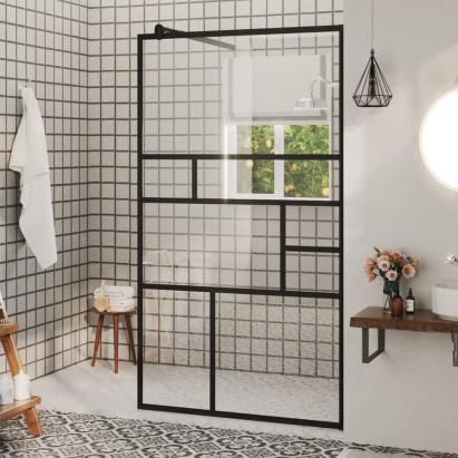 Paravan de duș walk-in negru 90x195 cm sticlă ESG transparentă GartenMobel Dekor