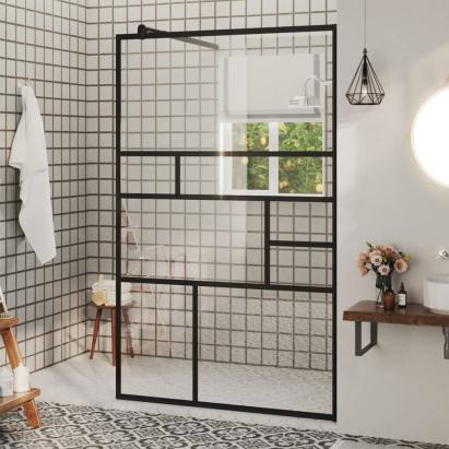 Paravan duș walk-in, negru, 100x195 cm, sticlă ESG transparentă GartenMobel Dekor