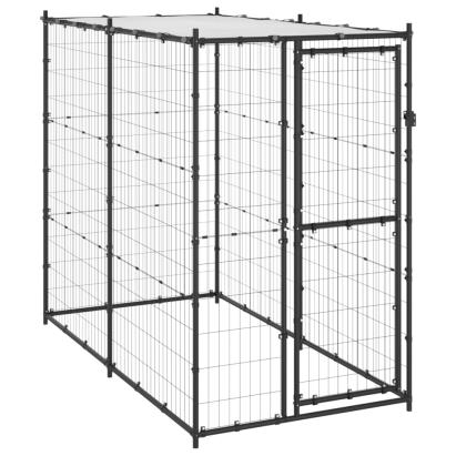 Padoc pentru câini de exterior cu acoperiș 110x220x180 cm oțel GartenMobel Dekor