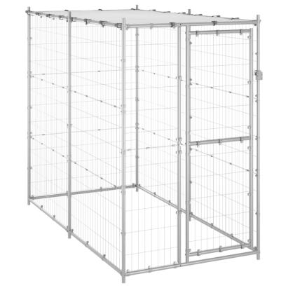Padoc câini de exterior cu acoperiș 110x220x180 cm oțel zincat GartenMobel Dekor