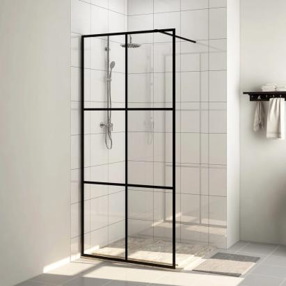 Paravan de duș walk-in negru 90x195 cm sticlă ESG transparentă GartenMobel Dekor