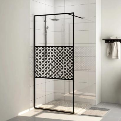 Paravan de duș walk-in negru 90x195 cm sticlă ESG transparentă GartenMobel Dekor