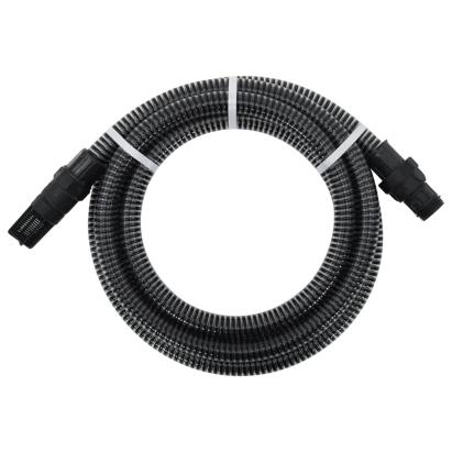 Furtun de aspirație cu racorduri din PVC, negru 1" 4 m, PVC GartenMobel Dekor