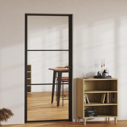 Ușă de interior, negru, 93x201,5 cm, sticlă ESG și aluminiu GartenMobel Dekor