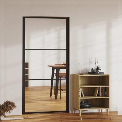 Ușă de interior, negru, 102,5x201,5 cm, sticlă ESG și aluminiu GartenMobel Dekor