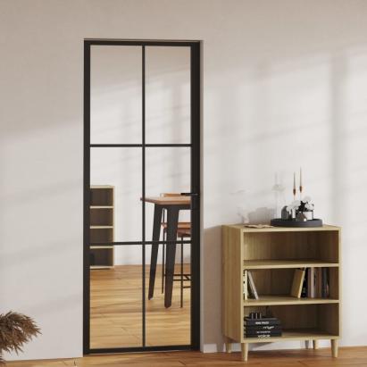 Ușă de interior, negru, 76x201,5 cm, sticlă ESG și aluminiu GartenMobel Dekor