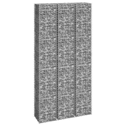 Straturi înălțate de gabioane, 3 buc., 30x30x200 cm, fier GartenMobel Dekor