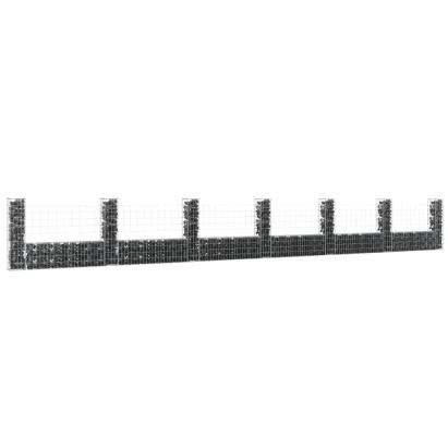 Coș de gabion în formă de U cu 7 stâlpi, 740x20x100 cm, fier GartenMobel Dekor