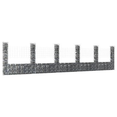Coș gabion în formă de U cu 6 stâlpi, 620x20x150 cm, fier GartenMobel Dekor