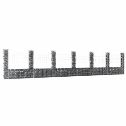 Coș de gabion în formă de U cu 7 stâlpi, 740x20x150 cm, fier GartenMobel Dekor