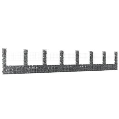 Coș gabion în formă de U cu 8 stâlpi, 860x20x150 cm, fier GartenMobel Dekor