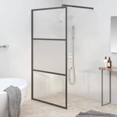 Perete cabină duș walk-in negru 100x195 cm sticlă ESG semi-mată GartenMobel Dekor